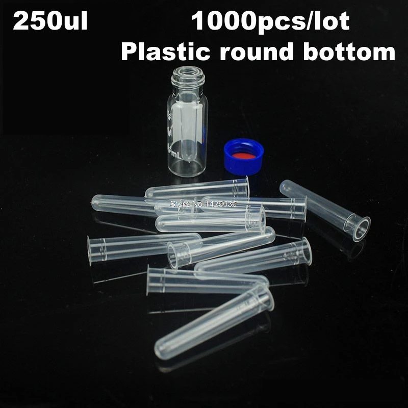 

1000Pcs Plastic Round Bottom Chromatographic-vial Insert Pipe 250ul