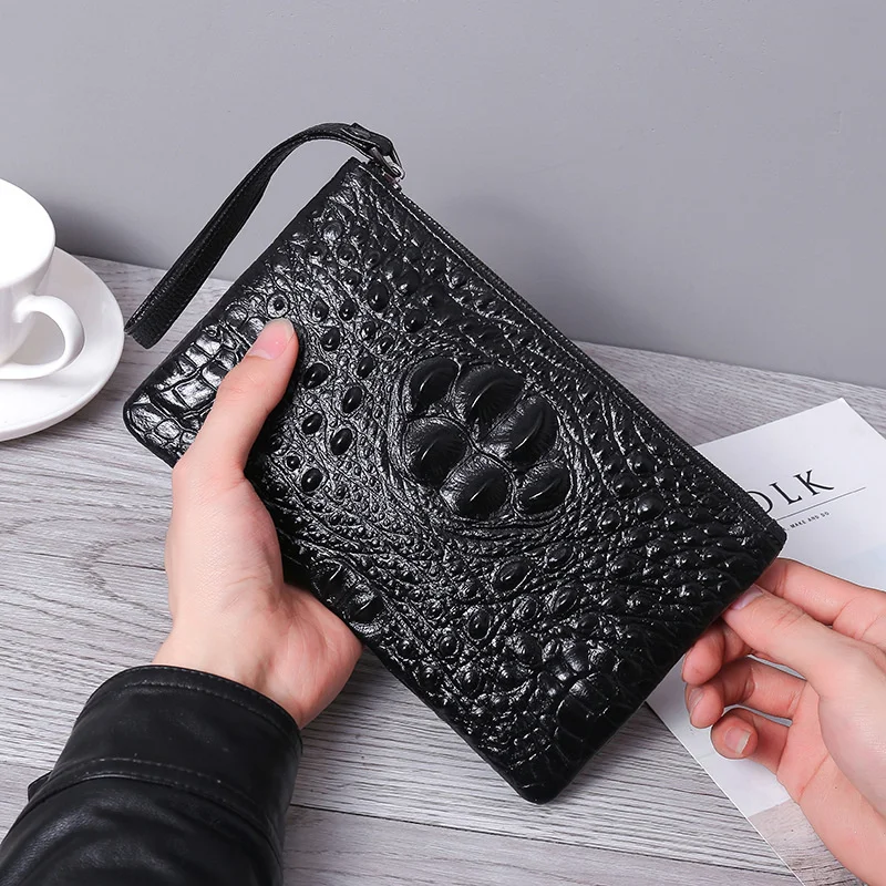 

men's crocodile leather hand bag envelope luxury men designer large capacity money wallet for celular de purses and handbags