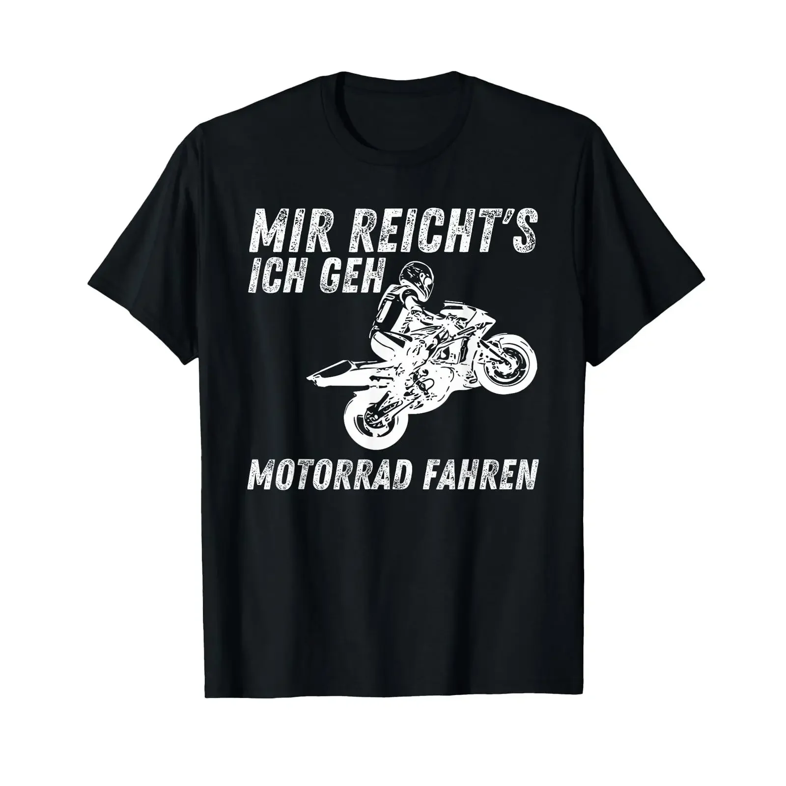Фото Футболка Mir reichts Ich geh Motorrad fahren Biker Motorradfahrer, винтажная, с эффектом потертости, универсальная, эластичная, стильная, дышащая, унисекс №1