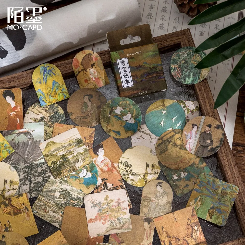 

45 Pcs Traditional Chinese Theme Stickers Vintage Adhesive Paper Sticker Assortment Decor Envelope Bag Seal For Scrapbooking diy