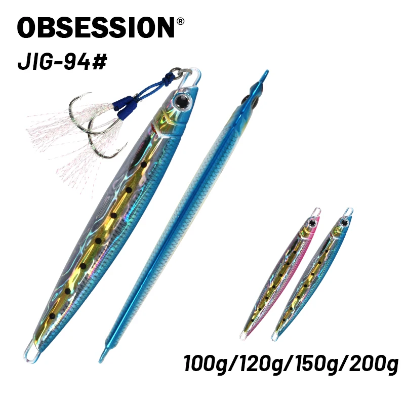 OBSESSION 100g 120g 150g 200g 3D Print Fishing Lure Fast Fall Sea Metal Jigs Shore Jigging Lure Vertical Casting Artificial Bait