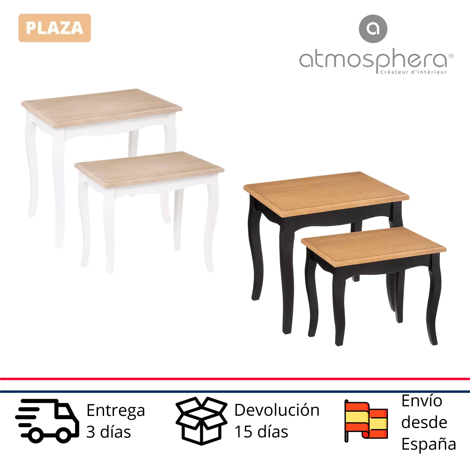 

set of 2 x CHRYSA Table Centers of different size in white or black color made of wood fiber for lounges or waiting rooms