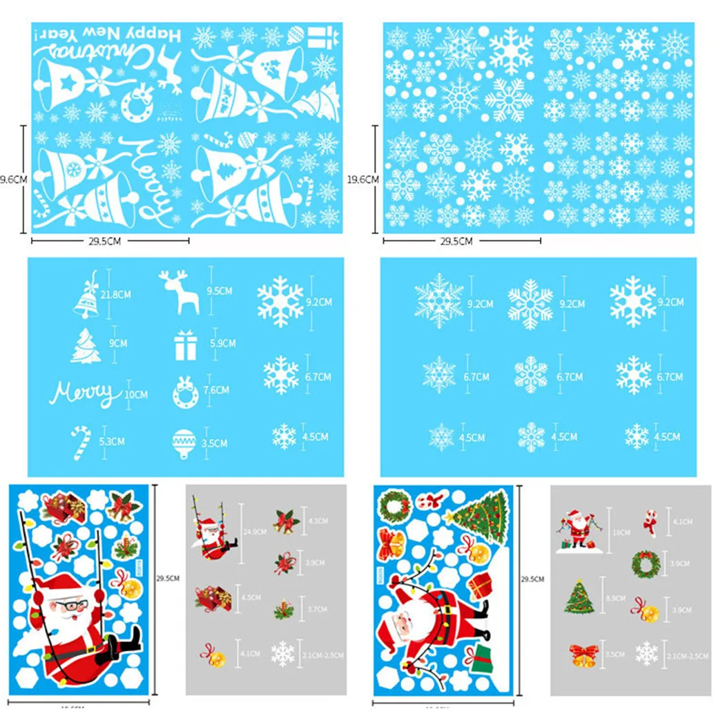 

PVC Christmas Tree Old Man Snowflake Snowman Stickers Christmas Decoration Christmas Sticker 19.6*29.5cm Electrostatic DIY Decor