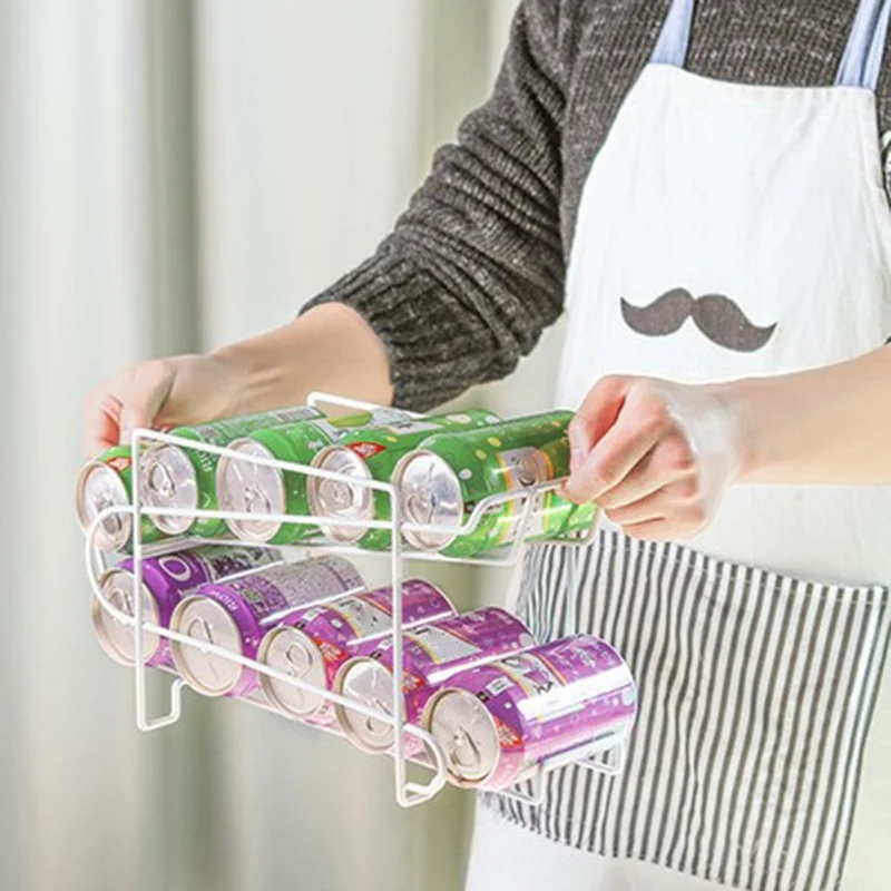 

Fridge Storage Iron Rack Kitchen Refrigerator Double-layer Canned Beverage Beer Storage Container Household Storage Accessories