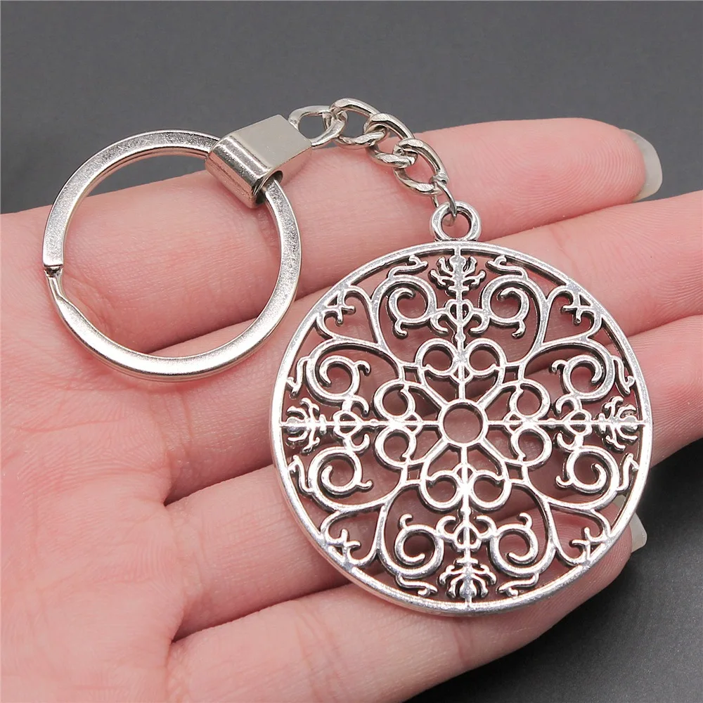 

Мужской брелок Woemn, Прямая поставка, античный серебряный цвет, 49x44 мм, брелок с подвеской в виде мандалы, подарок