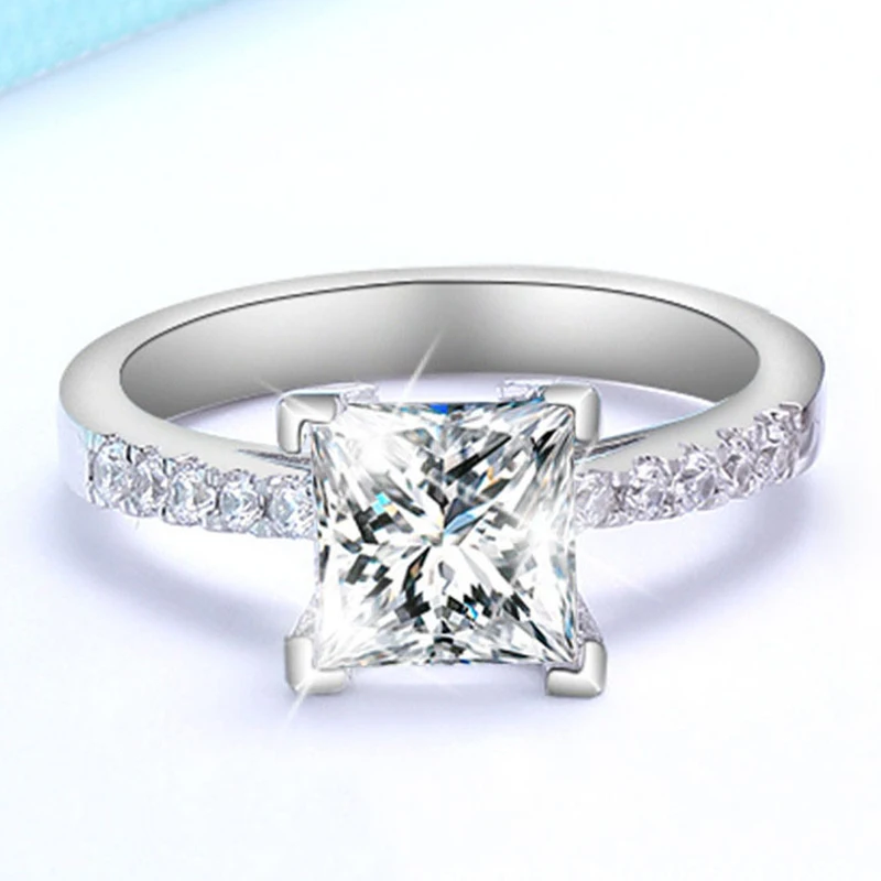 

Princess-cut Diamond Engagement Womens Rings Real S925 Sterling Silver Luxury Exquisite Elegant Wedding Confession Gift Jewelry