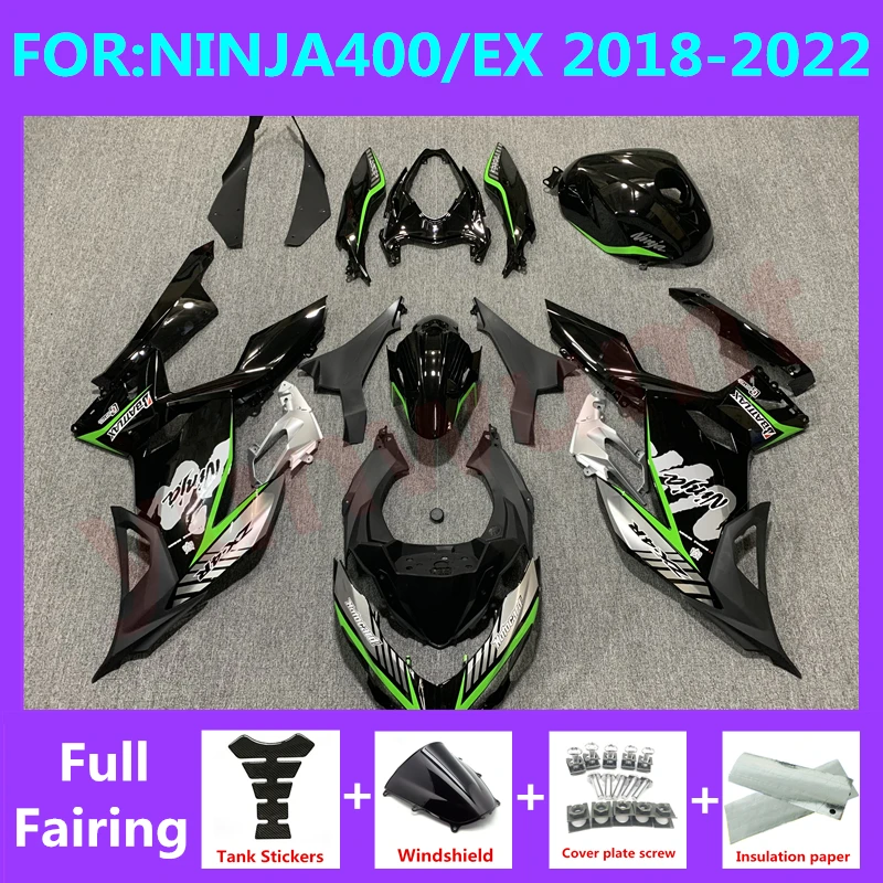 

Комплект обтекателей для мотоцикла, подходит для Ninja400, EX400, EX, Ninja 400, 2018, 2019, 2020, 2021, 2022, 2023, обтекатель кузова, черный, серебристый