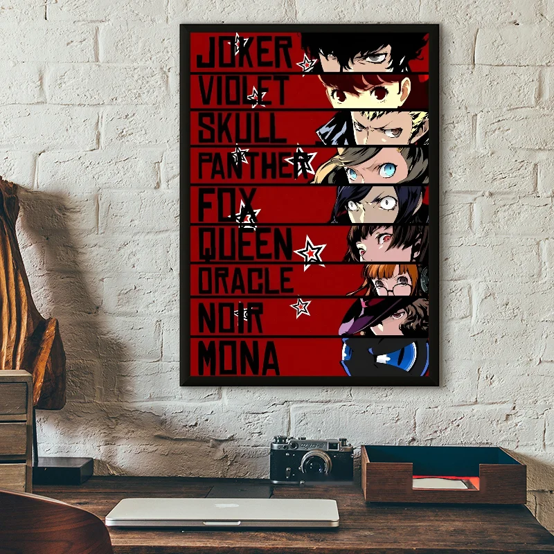 Горячее видео P-Persona Game 5 игровой плакат с основными персонажами самоклеящаяся