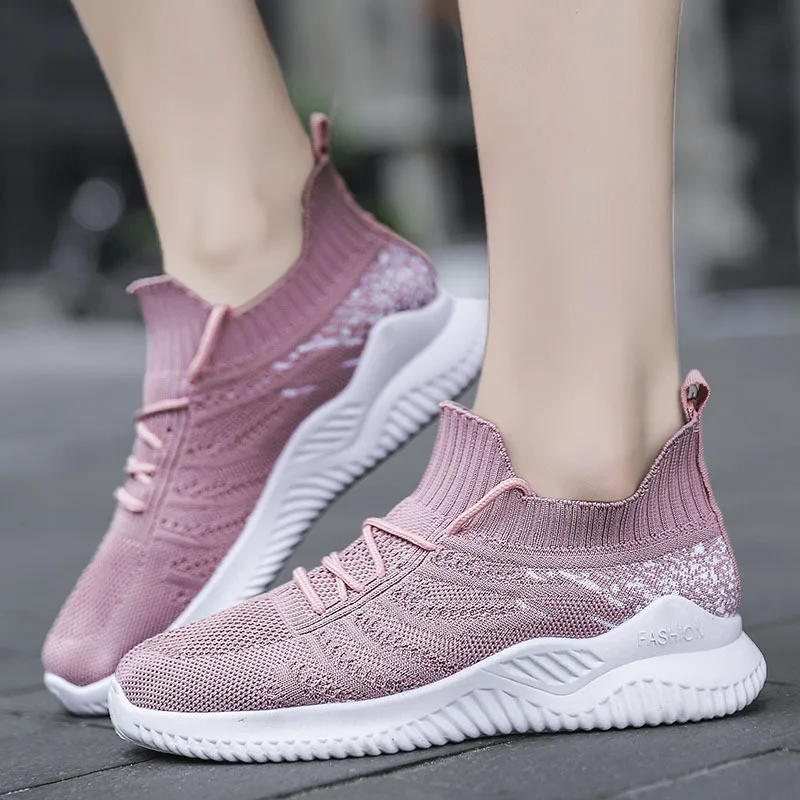 

Женские кроссовки из плетеной ткани, Спортивная Повседневная Удобная дышащая обувь для бега, на платформе, туфли для тенниса