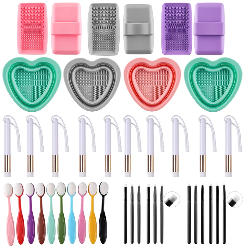 

3-34Pcs Newest Silicone Brush Cleaner Pad Washing Foldable Brush Deep Cleaning Bowl Mat To Clean Blender Brushes Cleaning Tool