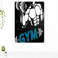 diligently lifting dumbbells workout motivational poster tapestry wall art fitness bodybuilding exercise banner flag gym decor