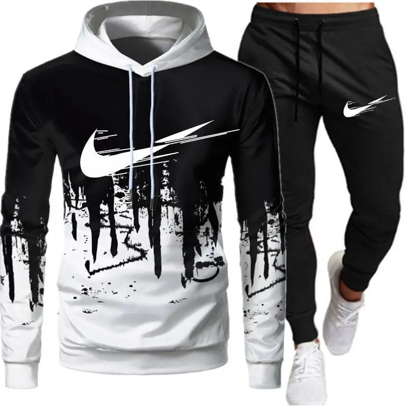 

Tracksuit Men Sets Winter Hoodies Pants 2 Piece Set 2022 Running Hoody Mens Brand Sweatshirt Sport Joggers Sweatpants Suit Male