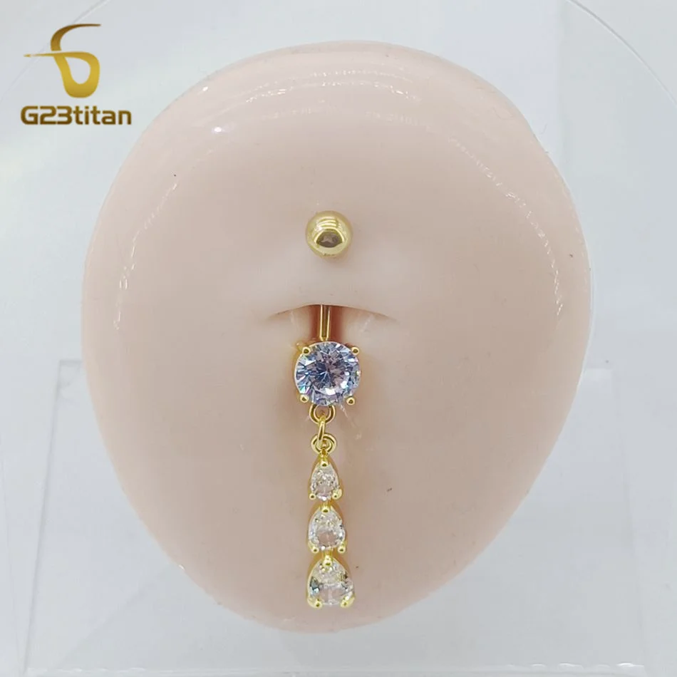 G23Titan 14G CZ циркон белый капелька пупок ювелирные изделия для женщин