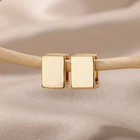square geometric earrings for women vintage rectangular sliver color stainless steel earrings 2022 new trendy jewelry gifts
