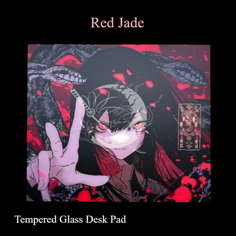 Фото AbyssGaming Red Jade Коврик для мыши Гладкий коврик для мыши из закаленного стекла Настольный коврик с персонажами аниме Большой коврик FPS Килимок для киберспорта и игр Подарок №1