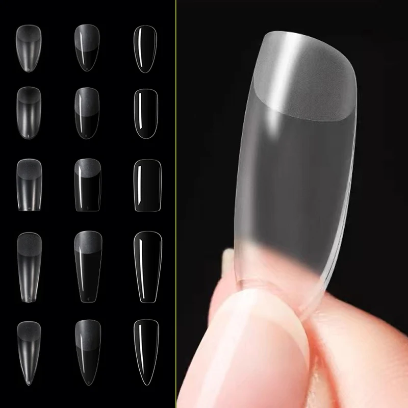 

120pcs False Nail Acrylic Press on Gel X Fake Nails Tips Artificial Coffin Nails Clear/Semi-matte Extension System Manicure Tool