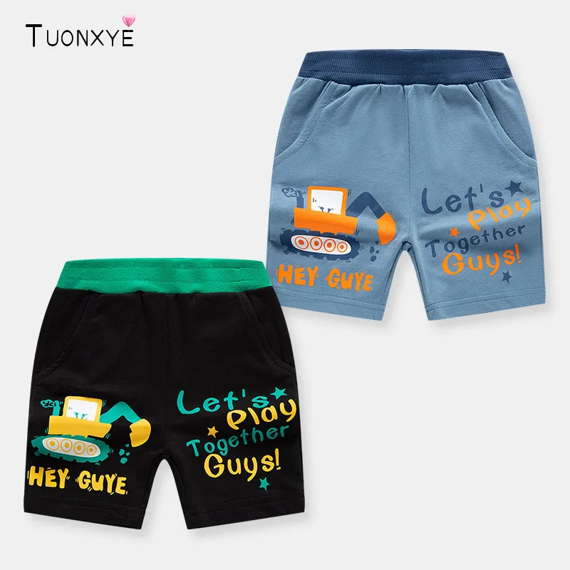 

Летние модные шорты TUONXYE для мальчиков, милая мультяшная экскаваторная хлопковая Повседневная вязаная дышащая эластичная детская одежда с ...