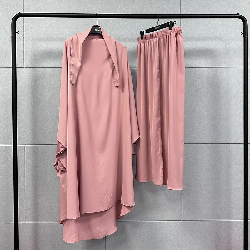 Fashion Robe Suit Clothes Middle East Solid Color Dress Pants Suit Robe Women Long Kimono Dress Women Large Swing Muslim Dresse