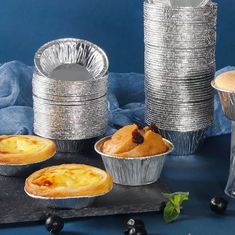 

50Pcs Disposable Aluminum Foil Tart Pan Mini Pot Pie Tart Bake Plate Tin Pan Tray Round Egg Tart Mold Round Tart Chocolate mold