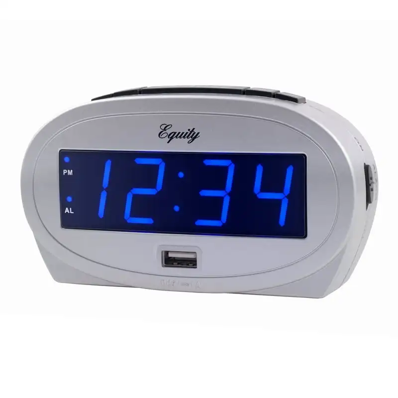 

Inch Blue LED Alarm Clock with USB Port, 30025