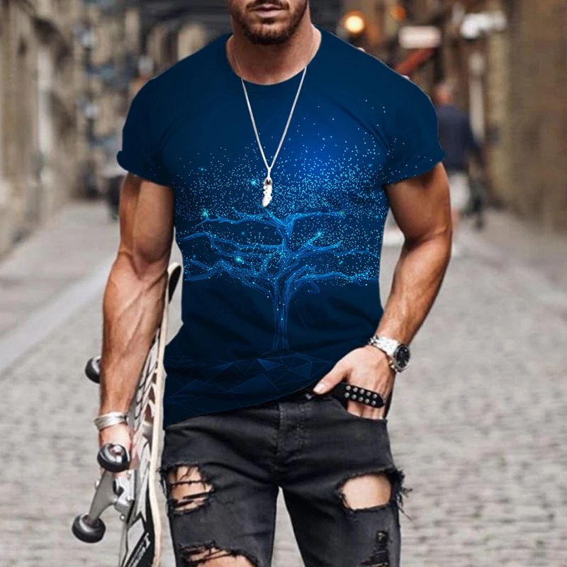 

2022 New Funny IA technology cool rendering T-Shirt 3D Printing Top Oversized Short-Sleeved Women's Summer 2022 New Men clothing