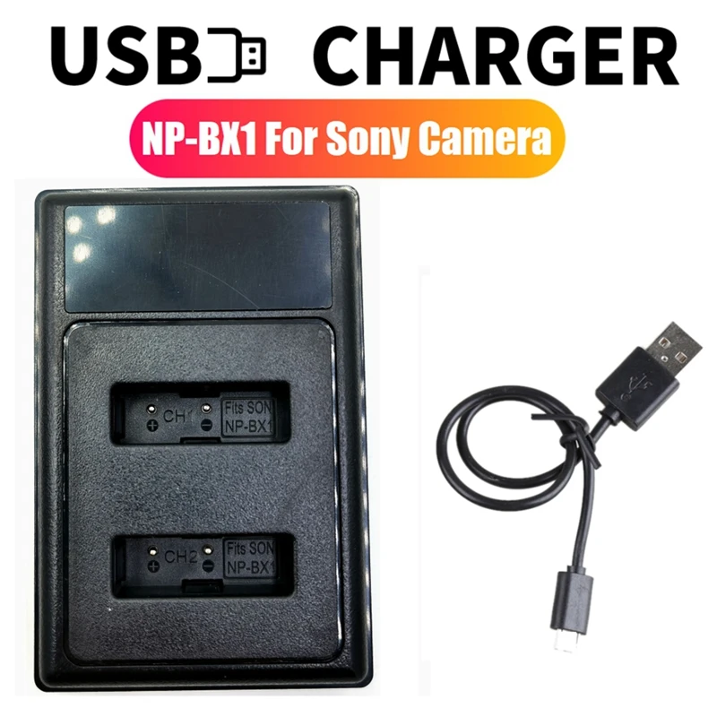 Зарядное устройство NP-BX1 с двумя USB-портами и ЖК-дисплеем для камеры Sony H400 HX300 RX10 HX50