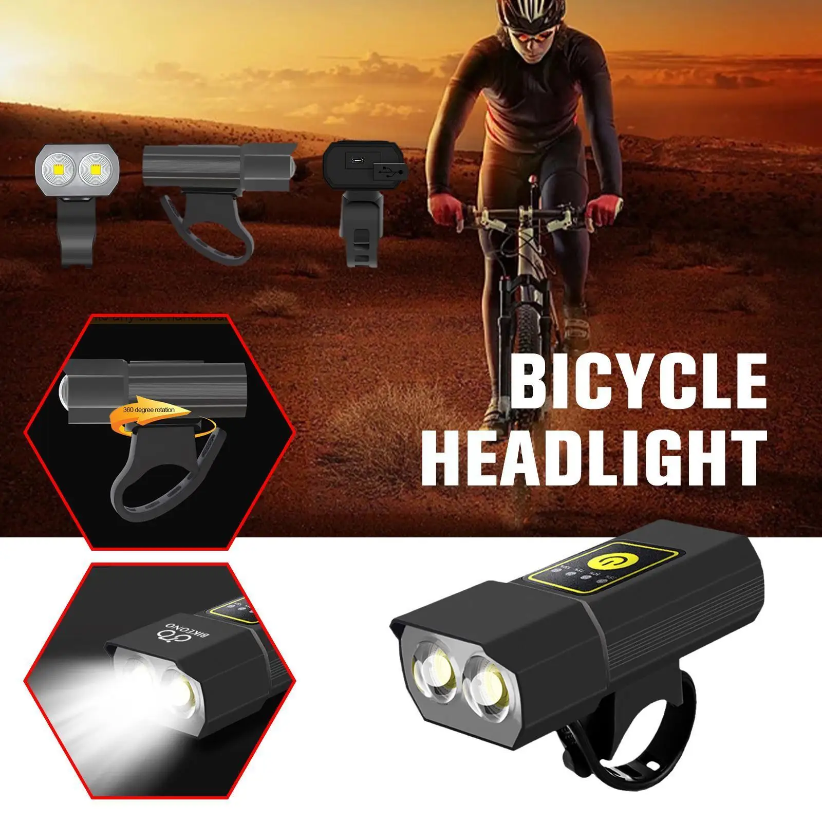 

MTB Bicycle Light T6 1200mAh USB Bike Light Adjustable Bike Flashlight Lamp Zoom Headlight Cycling Accessories Lantern Fron S4Q0