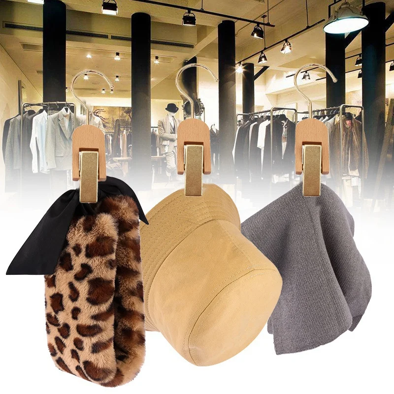 

8Pack Wooden Hat Pants Hanger Clip Laundry Hooks Clip Swivel Hanging Curtain Clips Clothes Pins Beach Towel Clips