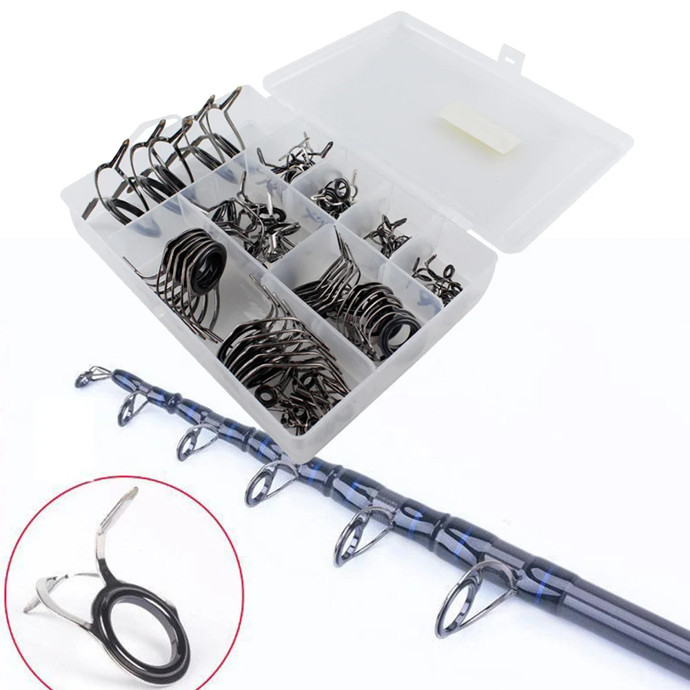 

85pcs Fishing Rod Repair Kit Smooth Ceramic Guide Ring Wear Resistant Rod Eye Replacement Kit Accessories Tools