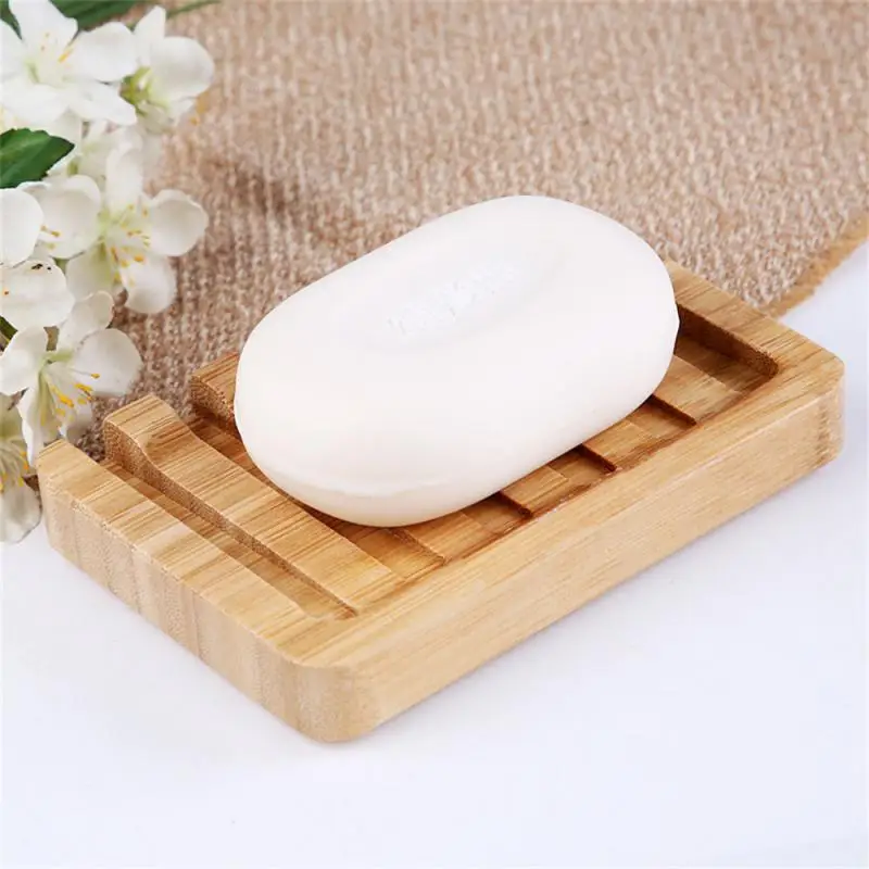 Soap Dish Container Moisture-proof Bamboo Storage Tray Draining Box Home Shower Washroom Accessories Wood Color Bathroom Tools