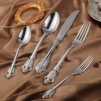 silverware cutlery set 5pcs stainless steel kitchen tableware forks knives spoons tea fork dinnerware set flatware dropshipping