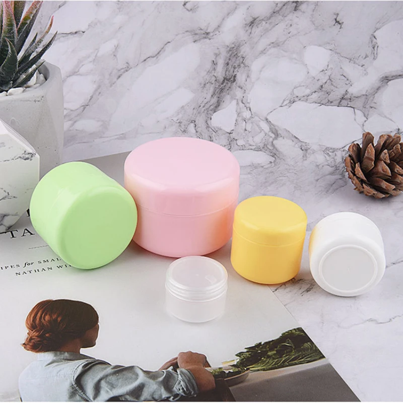 

20 г, высокое качество 20/30/50/100/150/200 г, пластиковая пустая банка для макияжа, дорожный полипропиленовый крем, лосьон, косметические контейнеры, цвета