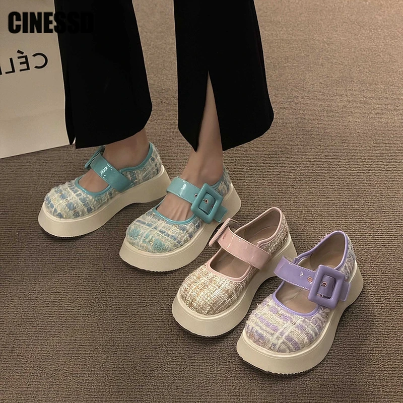 

JK Height Increase Mary Janes Lolita Women Cosplay Platform Thick Bottom Ladies Wedges Dress Buckle Strap Pumps Female New Shoes