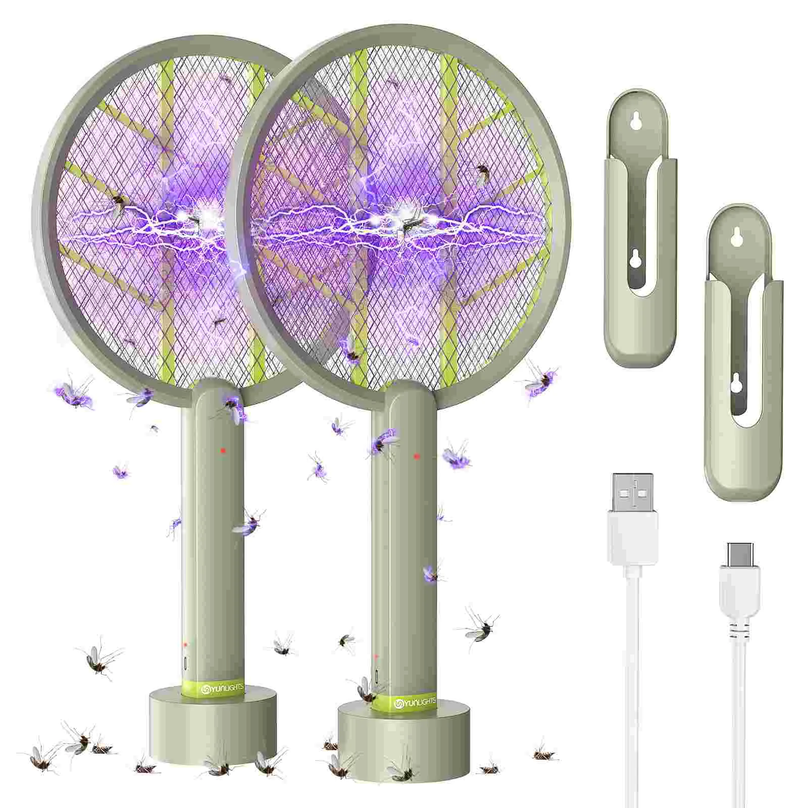 

3-in-1 1600mAh Portable Mosquito Swatter Bug Zapper Racket for Office Living Room