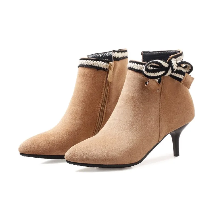 

Ladies' party shoes Suede Ankle & Bootie Pointed Toe Bowknot Square heel womens fashion boots Mixed Colors Thin heel