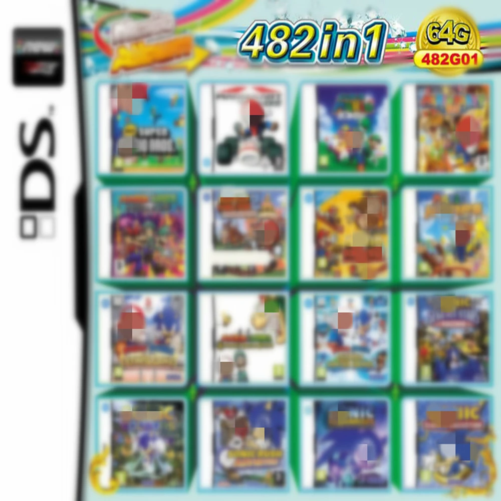 

Картридж игровой супер комбинированный для DS NDS NDSL NDSi 3DS 2DS XL, 482 в 1