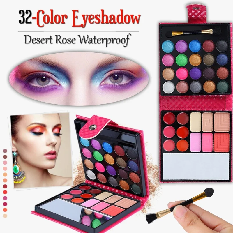 

32 Colors Eyeshadow Palette Makeup Kti Sets Wallet Eye Shadow Blush Lip Gloss Waterproof Multi-functional Makeup Set Box Full
