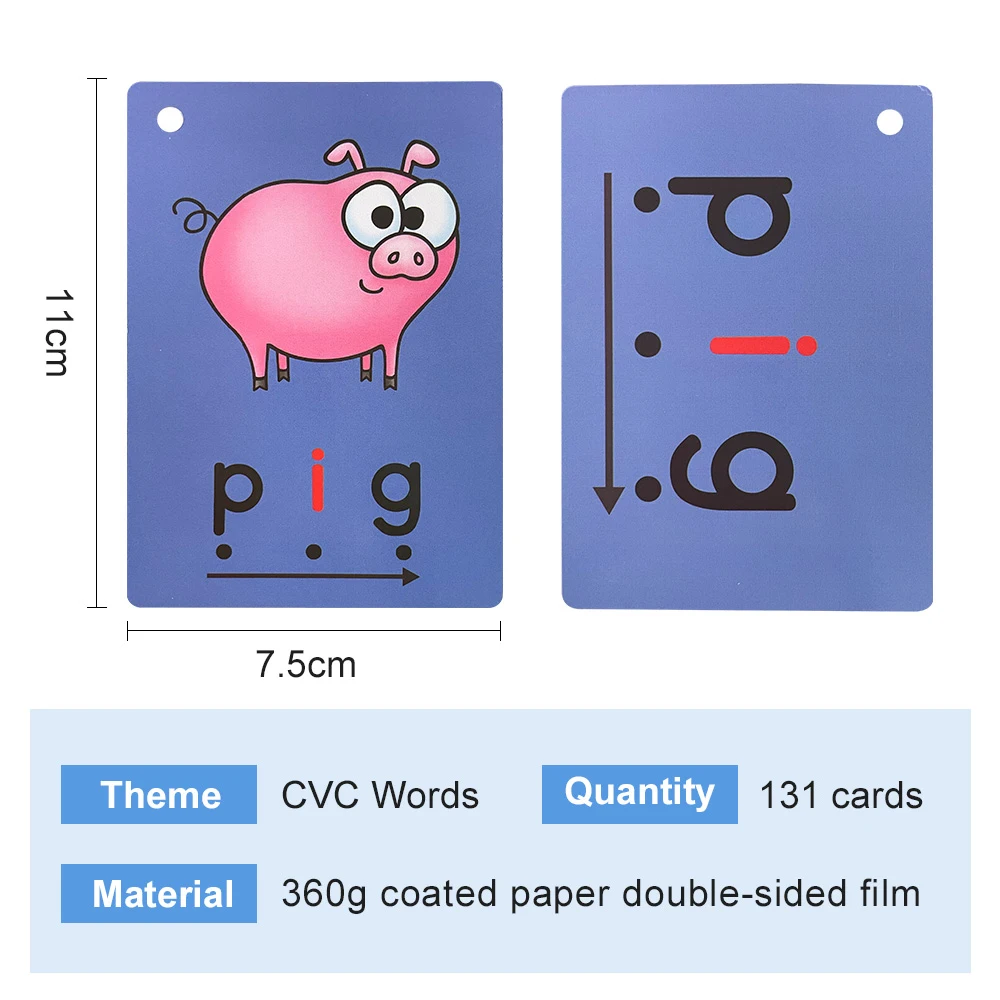 131 карт Phonics CVC Words flashcards Sight Word Flash cards для малышей дошкольного обучения | Игрушки и