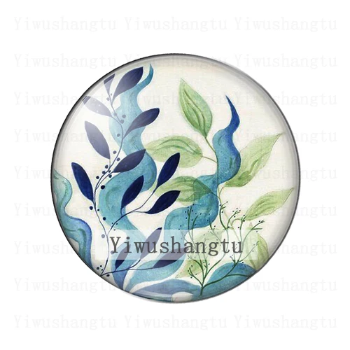 Fashion Tropical leaves art painting 12mm/18mm/20mm/25mm Round photo glass cabochon demo flat back Making findings |