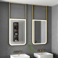 Design Black Mirror Bathroom Led Lighted Makeup Aesthetic Mirror Metal Frame Wall Mount Dekoracyjne Lustra Decor Living Room