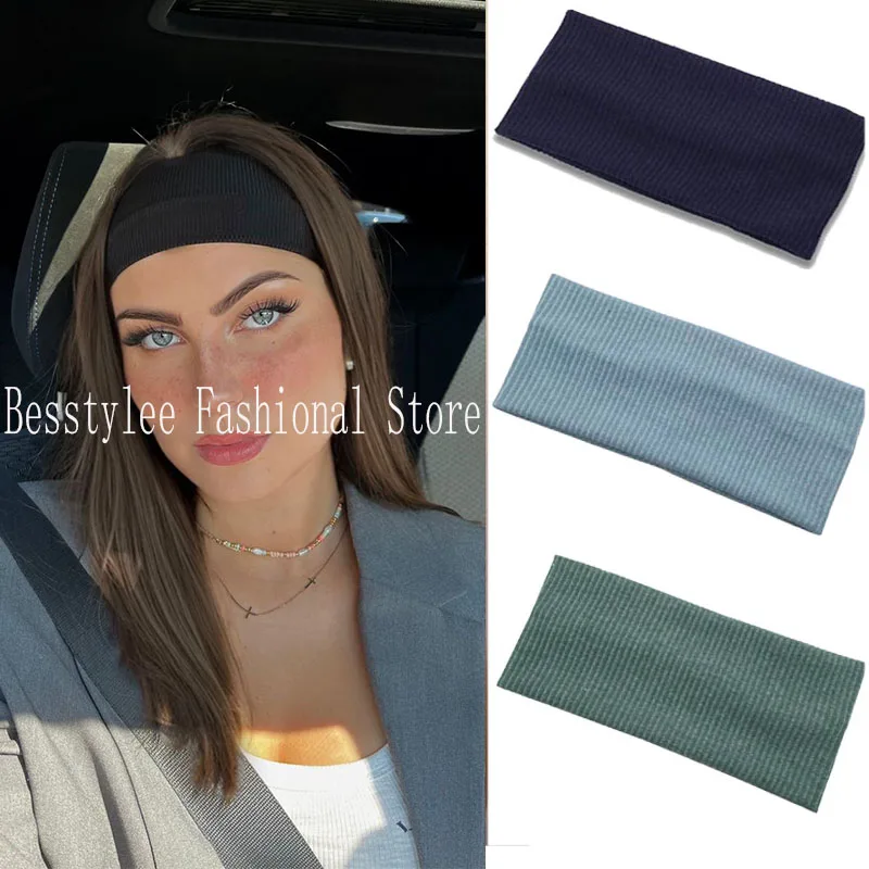 

Women Knitted Headband Soft Vintag Bandage Wide Turban Elastic Hair Bands Hairband Accessories Makeup Hair Hoop Elastic Headwrap