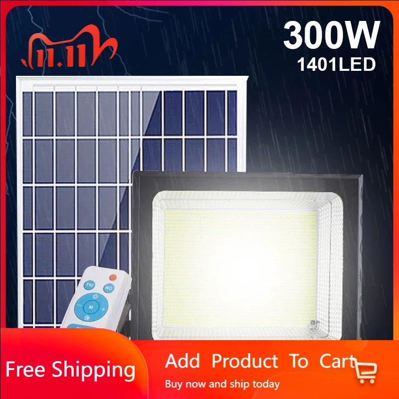 

300W 1400 LEDs Solar Light Outdoor Solar Lamp Waterproof For Garden Path Street Outdoor Landscape Spotlight Wall Flood Lamp