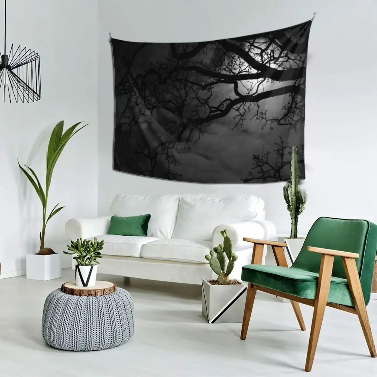 D Lawson Photography - Гобелен с луной и дубовыми деревьями настенные гобелены