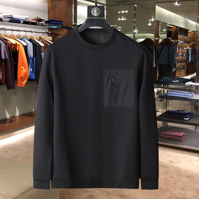 

2022 round necklongsleevethinsweaterzipper pocketfashionsimplesweatericesilkcottonM-4XL