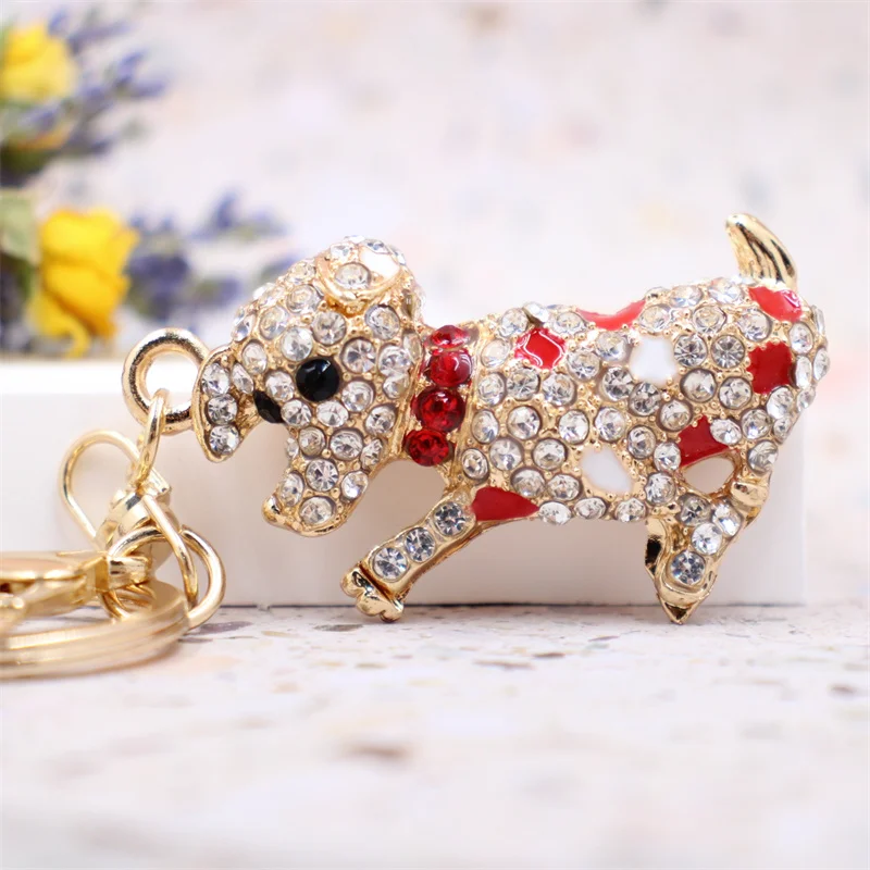 Брелки для ключей с кристаллами в виде милой собаки