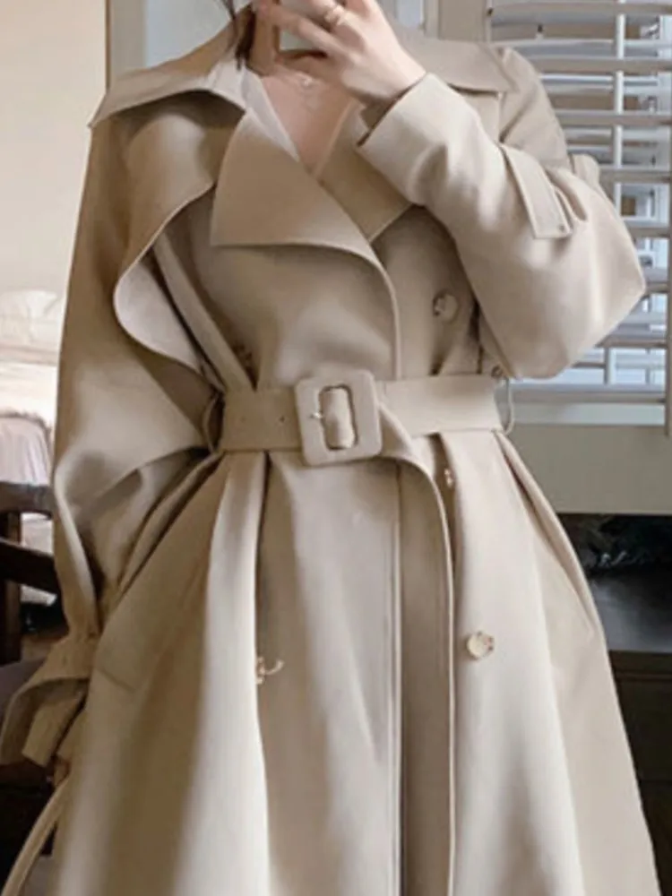 

Autumn Winter Women Long Trench Jackets Fashion Elegant Casual With Sashes Coat New Loose Chic Lady Windbreaker Outerwear Cloak
