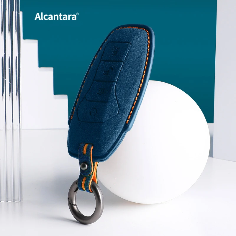 

For BYD EA1 Han EV Qin Song Plus Dmi Yuan Plus Tang Atto 3 EV Alcantara Leather Key Cover Keychain Key Case for Car Accessories