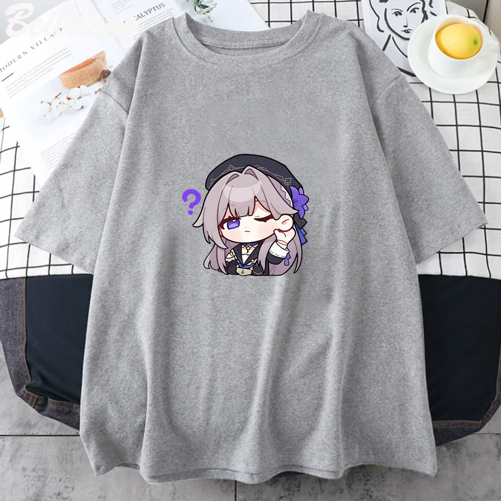 

Honkai Star Rail Chibi Herta T Shirt Short Sleeve Men/women 100% Pure Cotton Fashion Casual Manga T-shirt Male Casual Loose