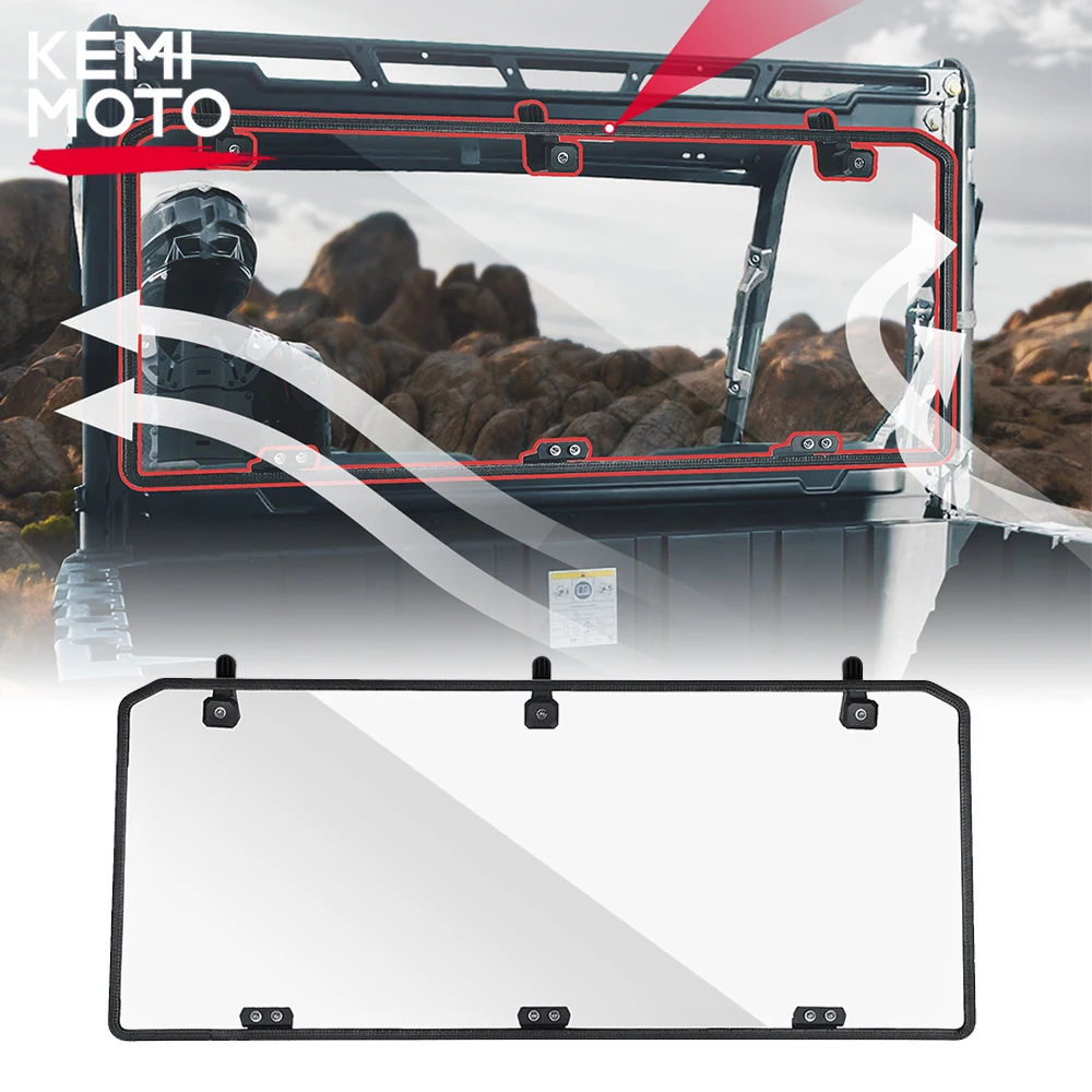 

KEMIMOTO UTV Rear Clear Windshield Compatible with Ranger Midsize 570 500 Crew/EV Ranger Midsize 500 / ETX 2017-2023 Hard Window
