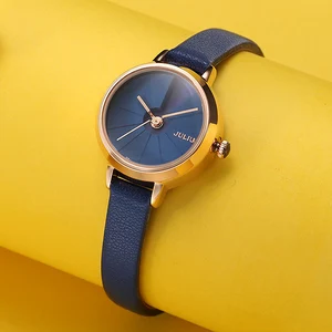 Милые женские мини-часы с изгибом рук японские кварцевые часы Изысканный модный браслет с кожаным ремешком для девушек Рождественский подарок коробка с изгибом